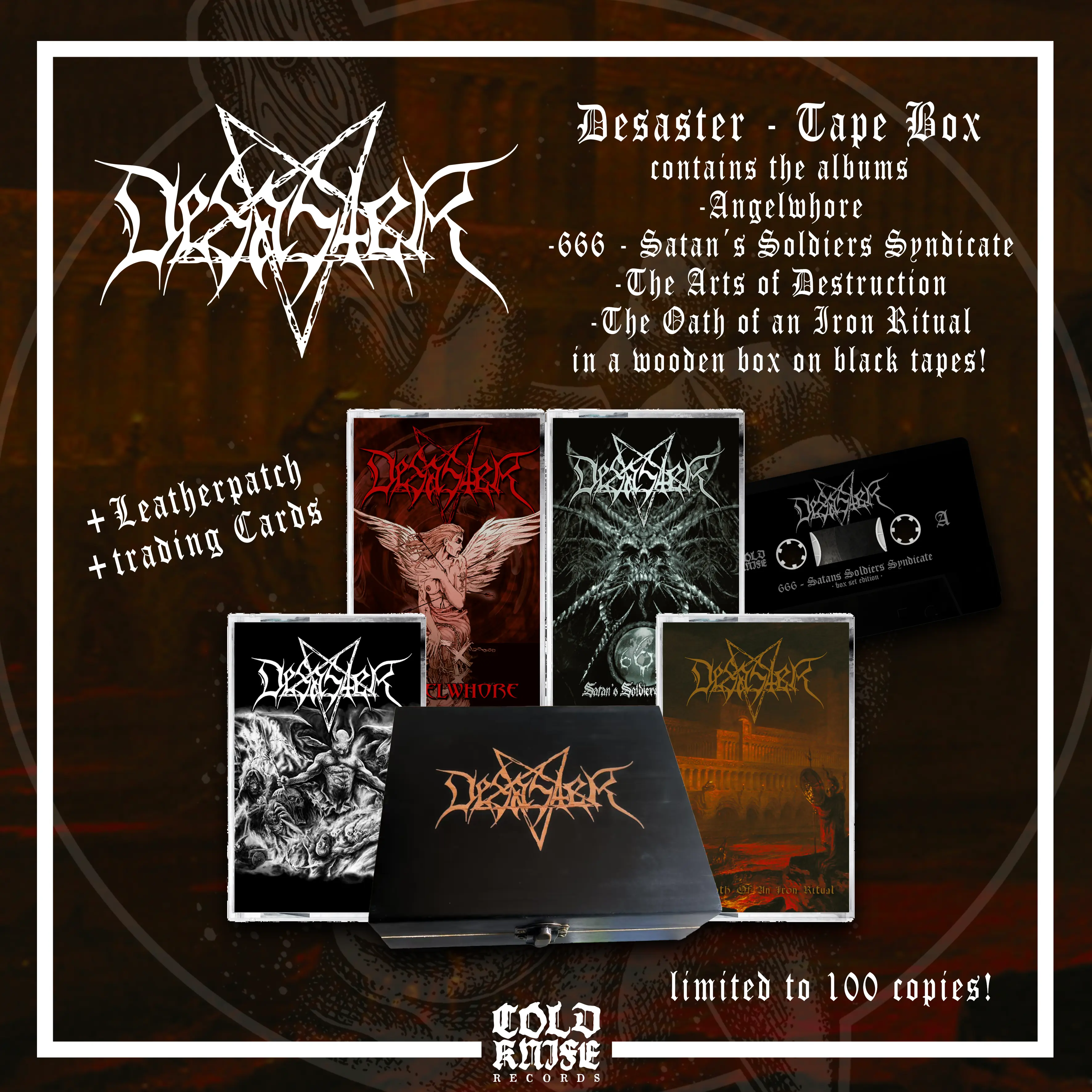 DESASTER - The Wooden Tape Box · 4 TAPE BOX SET (Thrash Metal/Black Metal Tapes)