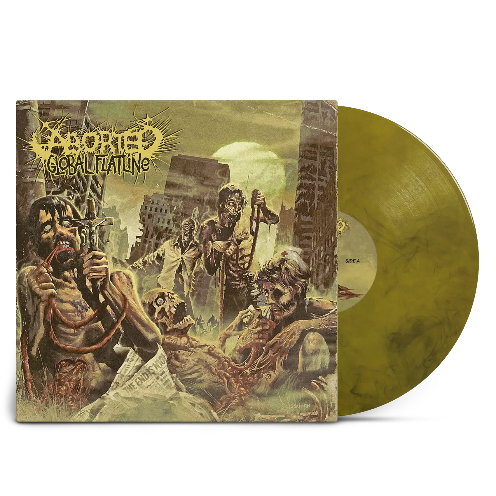 ABORTED · Global Flatline | YELLOW/BLACK MARBLED LP (Death Metal/Grindcore Vinyl)