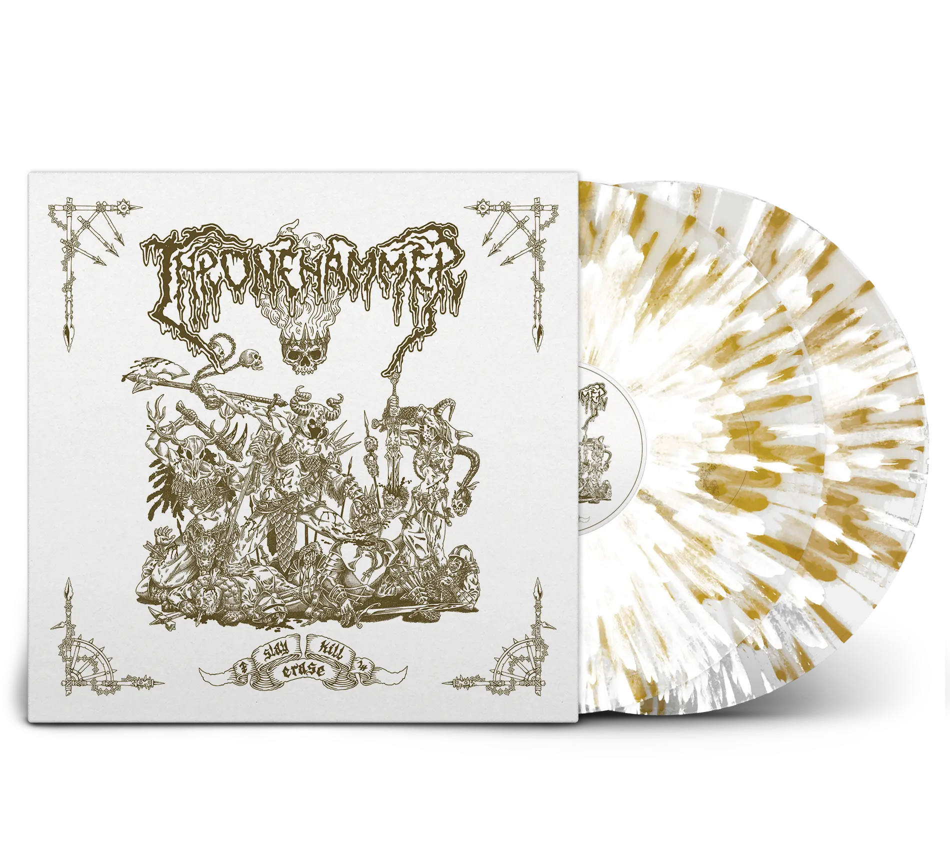 THRONEHAMMER · Slay | Kill | Erase | CLEAR WHITE GOLD 2LP (Doom Metal/Epic Metal/Death Metal/Heavy Metal Vinyl)