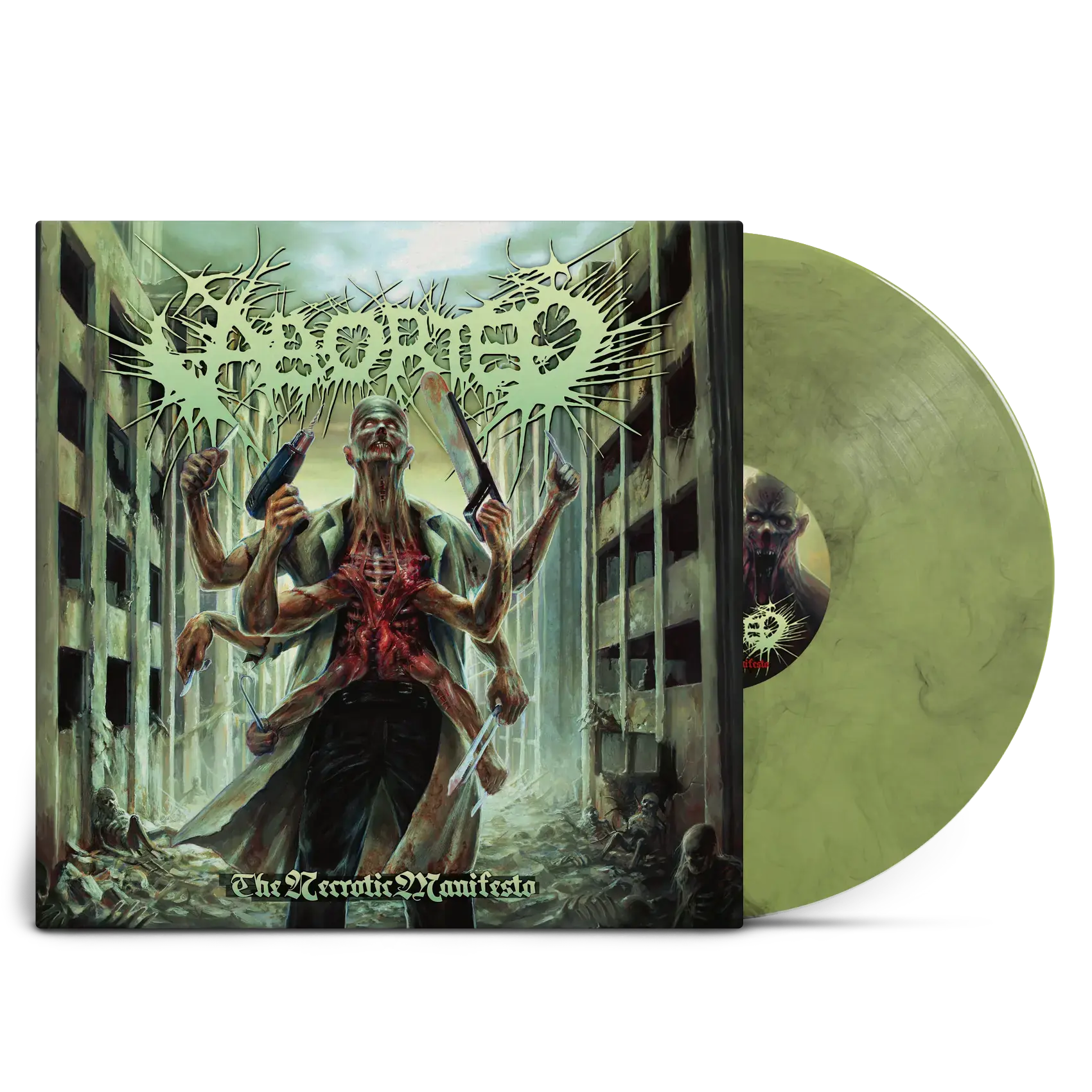 ABORTED · The Necrotic Manifesto | TRANSPARENT LIME/BLACK MARBLED LP (Death Metal/Grindcore Vinyl)