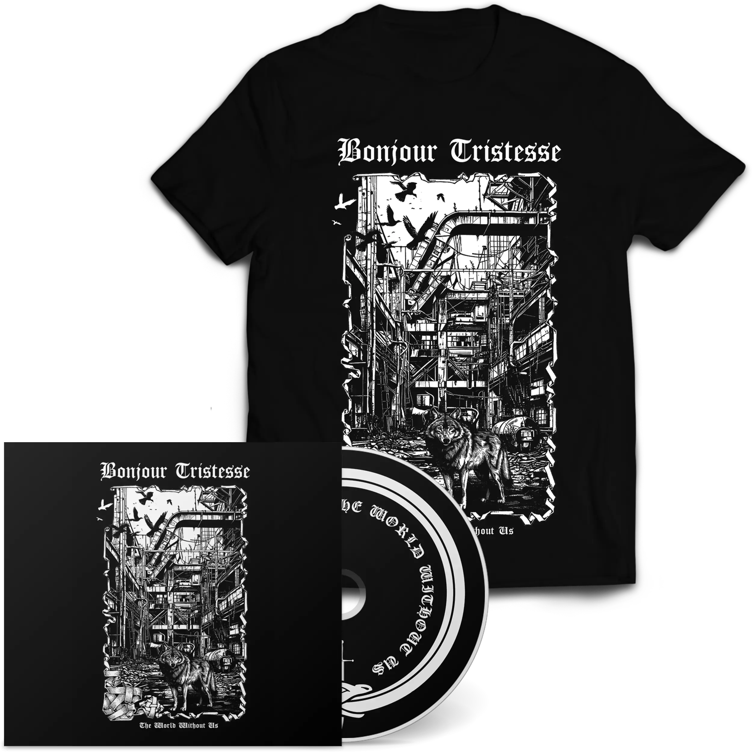 BONJOUR TRISTESSE · The World Without Us | DIGIPAK T-SHIRT BUNDLE (Black Metal CDs)