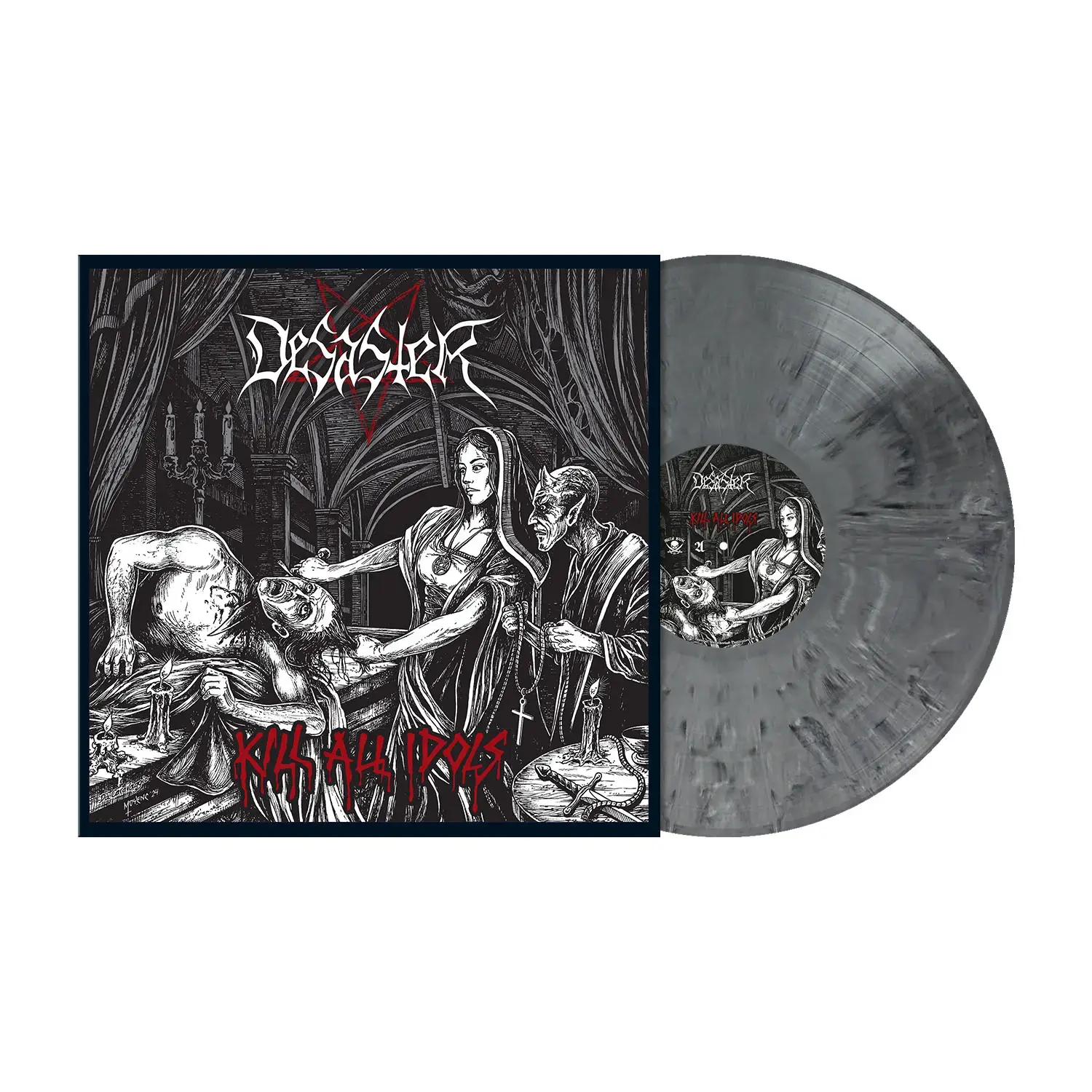 DESASTER - Kill All Idols · GREY MARBLED LP (Black Metal/Thrash Metal Vinyl) · Picture 2