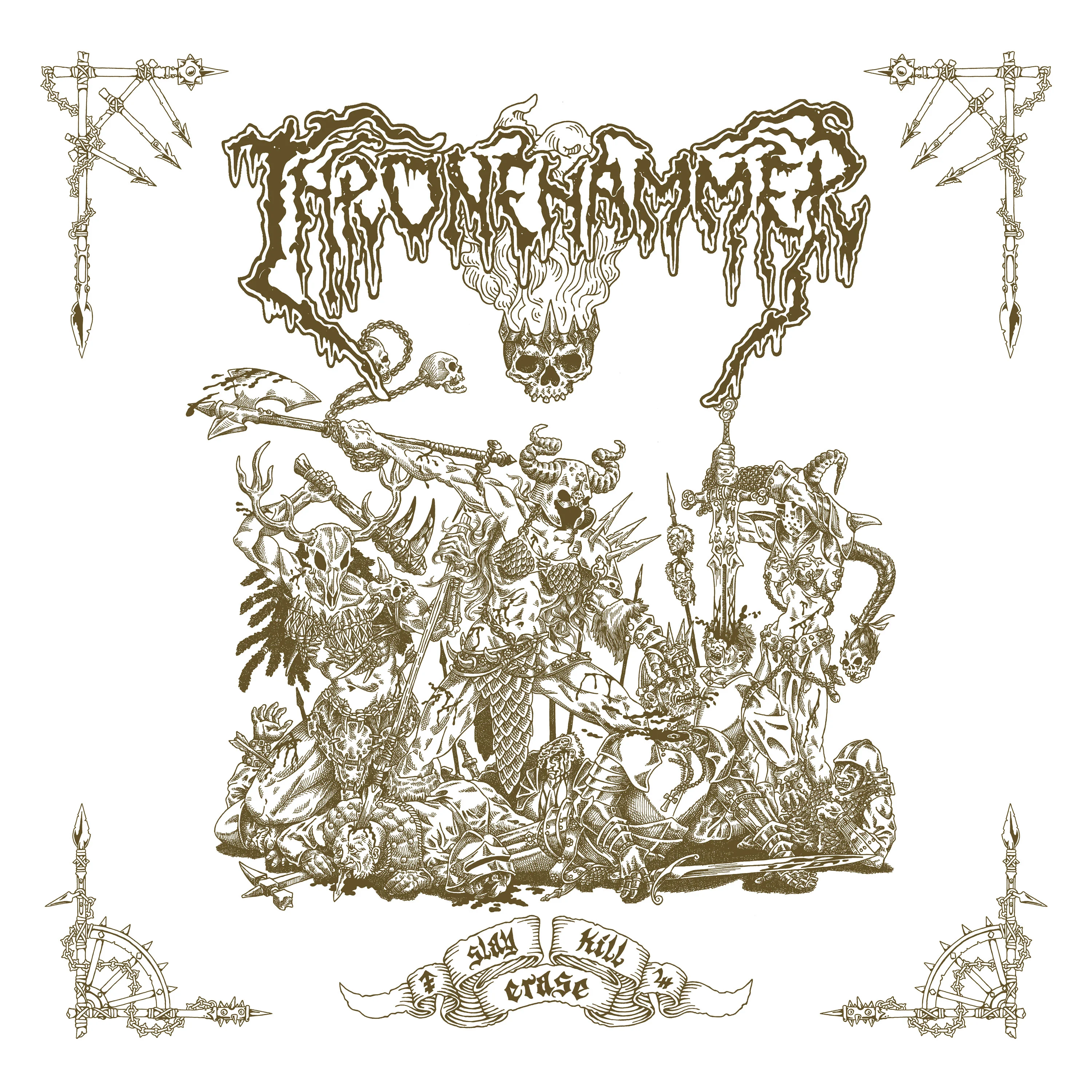 THRONEHAMMER - Slay | Kill | Erase [CLEAR WHITE GOLD 2LP] (Doom Metal/Epic Metal/Death Metal/Heavy Metal Vinyl) · Picture 2