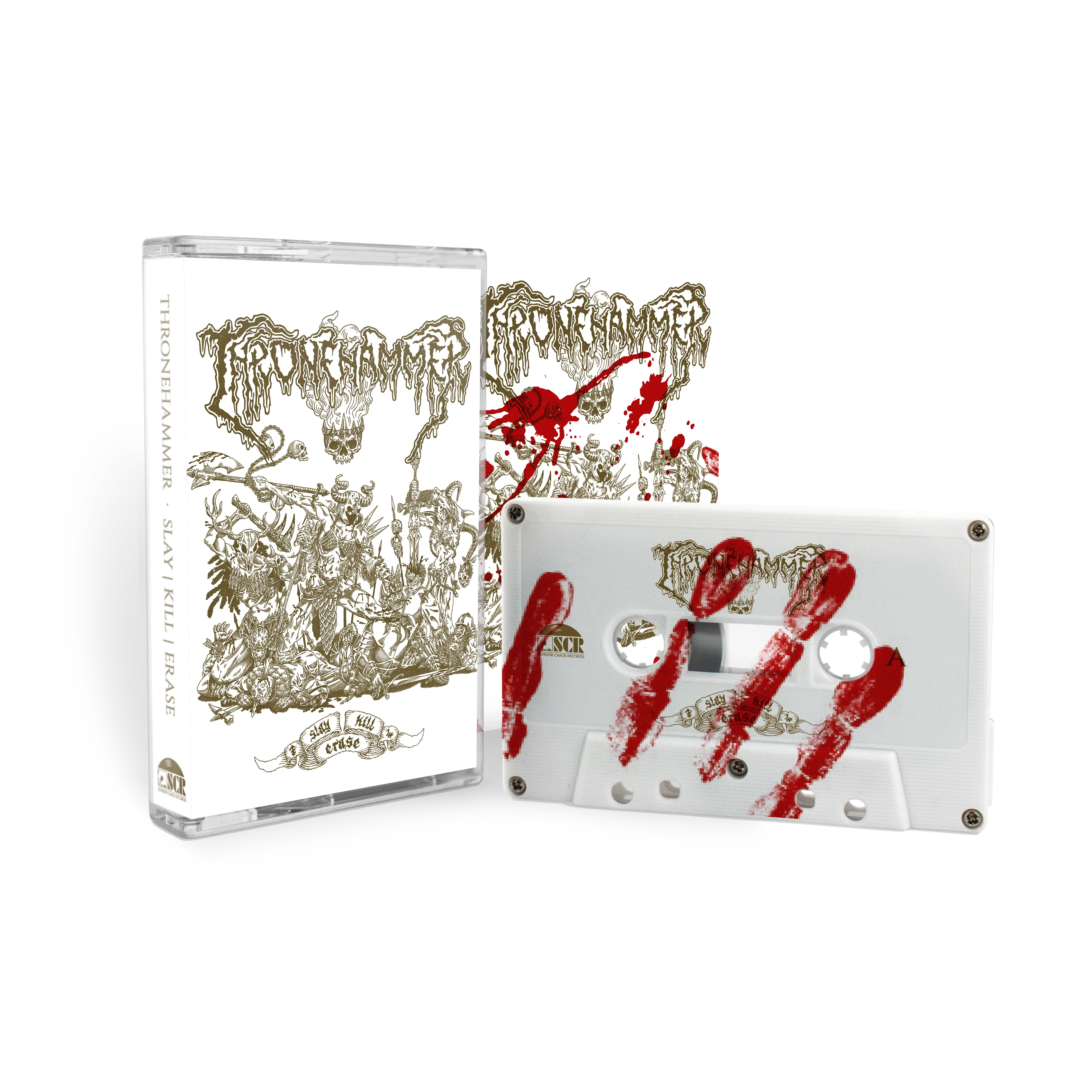 THRONEHAMMER - Slay | Kill | Erase [BLOOD SPLATTER TAPE] (Doom Metal/Epic Metal/Death Metal/Heavy Metal Tapes)