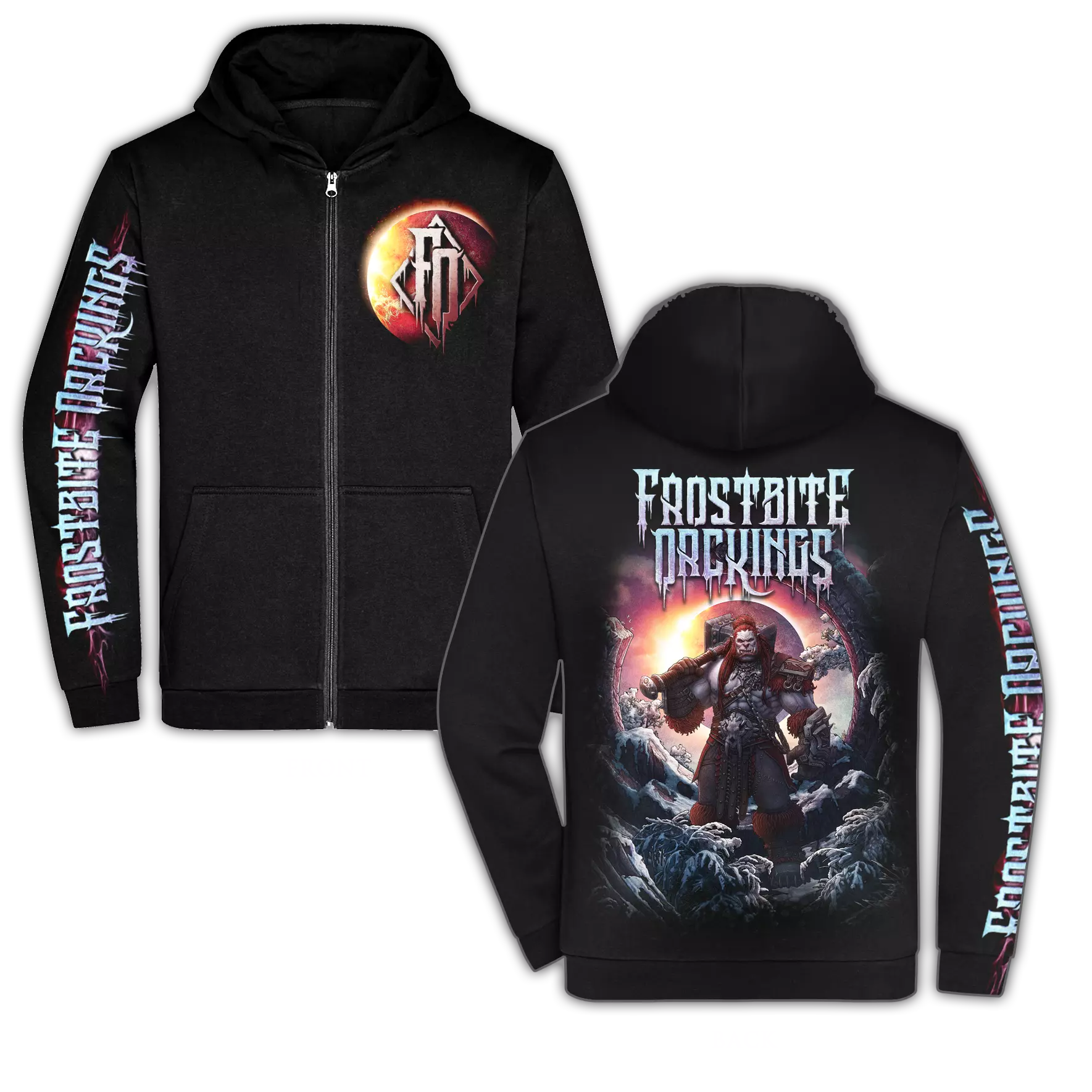 FROSTBITE ORCKINGS · The Orcish Eclipse | ZIP HOODIE (Death Metal Clothes)