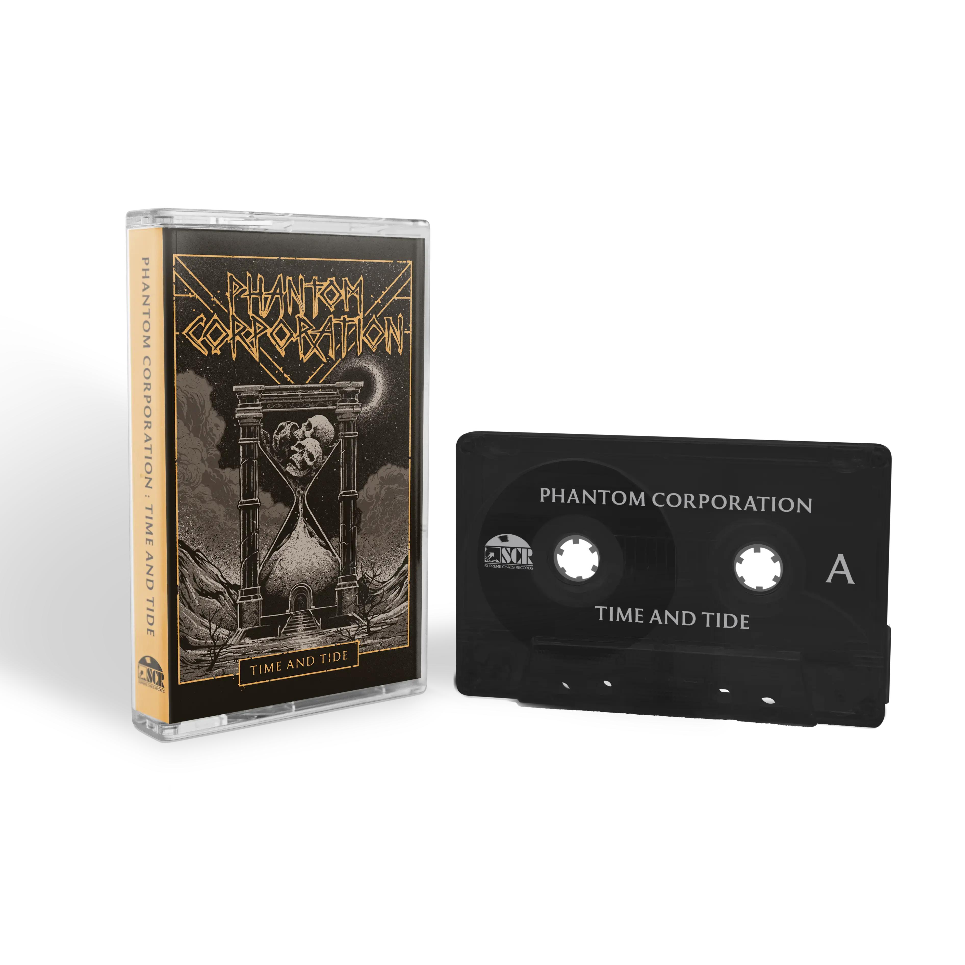 PHANTOM CORPORATION · Time And Tide | BLACK TRANSPARENT TAPE (Thrash Metal/D-Beat/Death Metal Tapes)