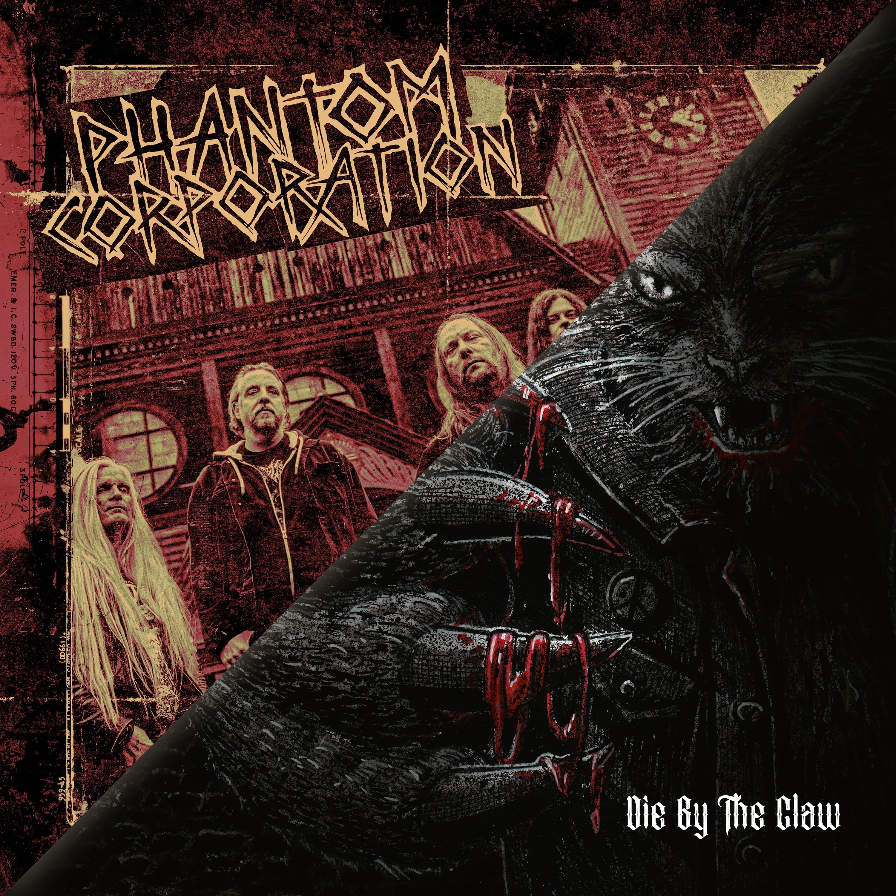 PHANTOM CORPORATION / CATBREATH · Commando / Die By The Claw | BLACK LP (Thrash Metal/Death Metal Vinyl) · Picture 2