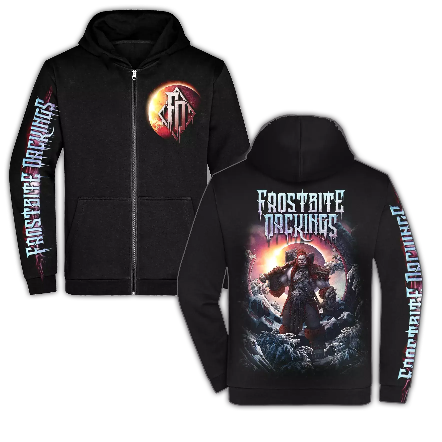 FROSTBITE ORCKINGS · The Orcish Eclipse | ZIP HOODIE (Death Metal Clothes)
