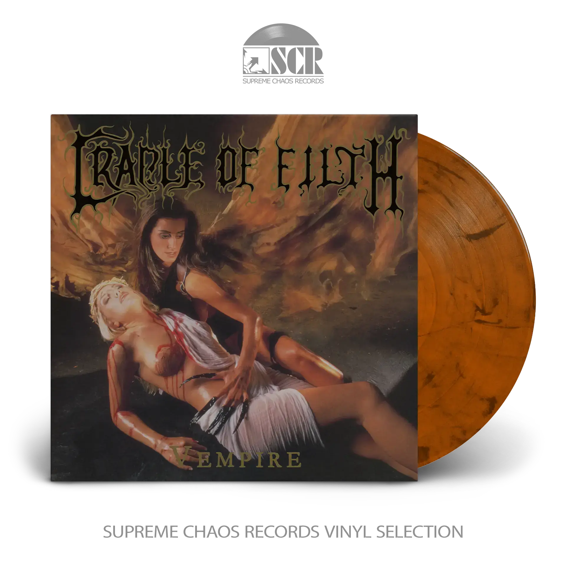 CRADLE OF FILTH - Vempire, Or Dark Faerytales In Phallustein · TRANSPARENT ORANGE/BLACK MARBLED LP (Gothic Metal/Black Metal Vinyl)