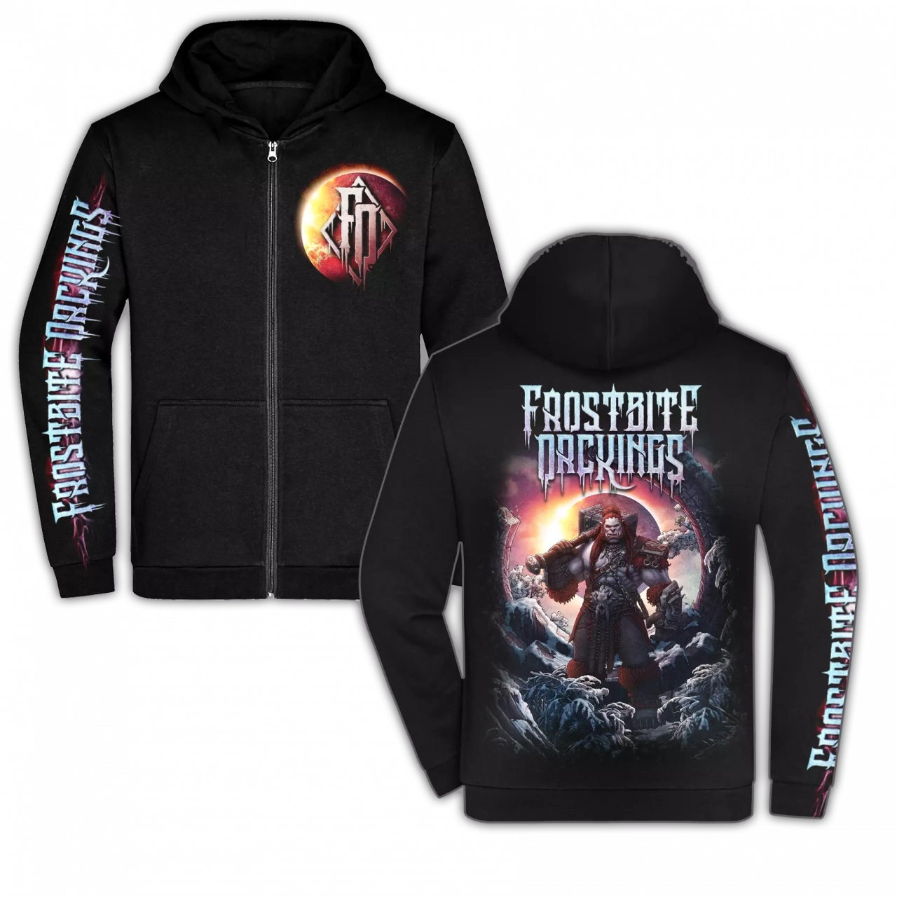 FROSTBITE ORCKINGS - The Orcish Eclipse · ZIP HOODIE (Death Metal Clothes)